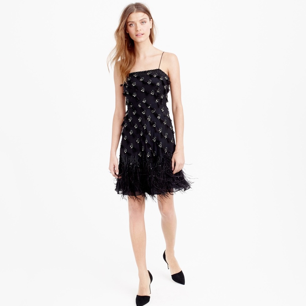 J. Crew Collection Feather Flapper Dress
